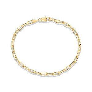 Gold Plated Paperclip Chain Bracelet Womens Adjustable Figaro Curb Link Bracelet